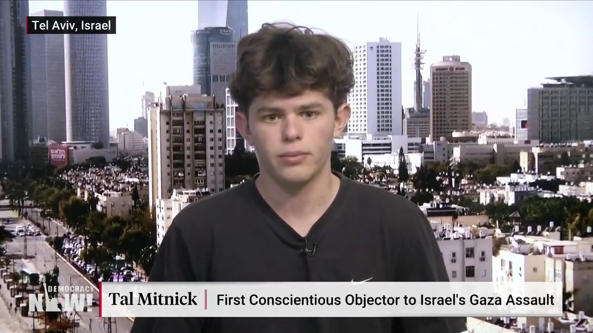 18-year-old Israeli Tal Mitnick, who refused mandatory military service last month in objection to Israel's war on Gaza, describes his time so far in Israeli military prison and the culture of warmaking in Israel.
