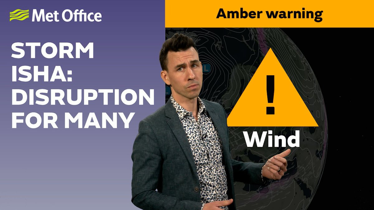 The UK is set for unsettled weather as #StormIsha brings strong winds and heavy rain from Sunday into Monday. Here's Aidan with more info 👇