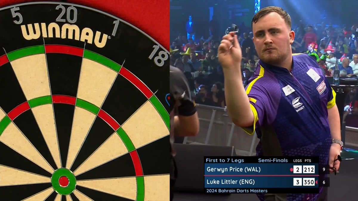 LITTLER FINDS THE BIG FISH 🎣 More brilliance from Luke Littler as he reels in the biggest checkout of the lot to lead Gerwyn Price 4-2. 📺 #BahrainDarts24