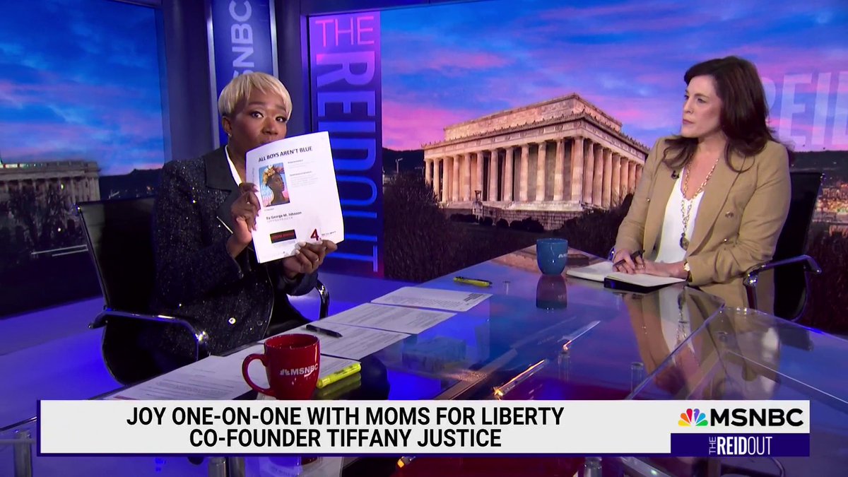 "In what context is a XXXX-XX XXXXX acceptable for public school?" Moms for Liberty co-founder Tiffany Justice joins Joy Reid on Moms for Liberty seeking influence over public school library content resulting in what many see as de facto book bans. MORE: