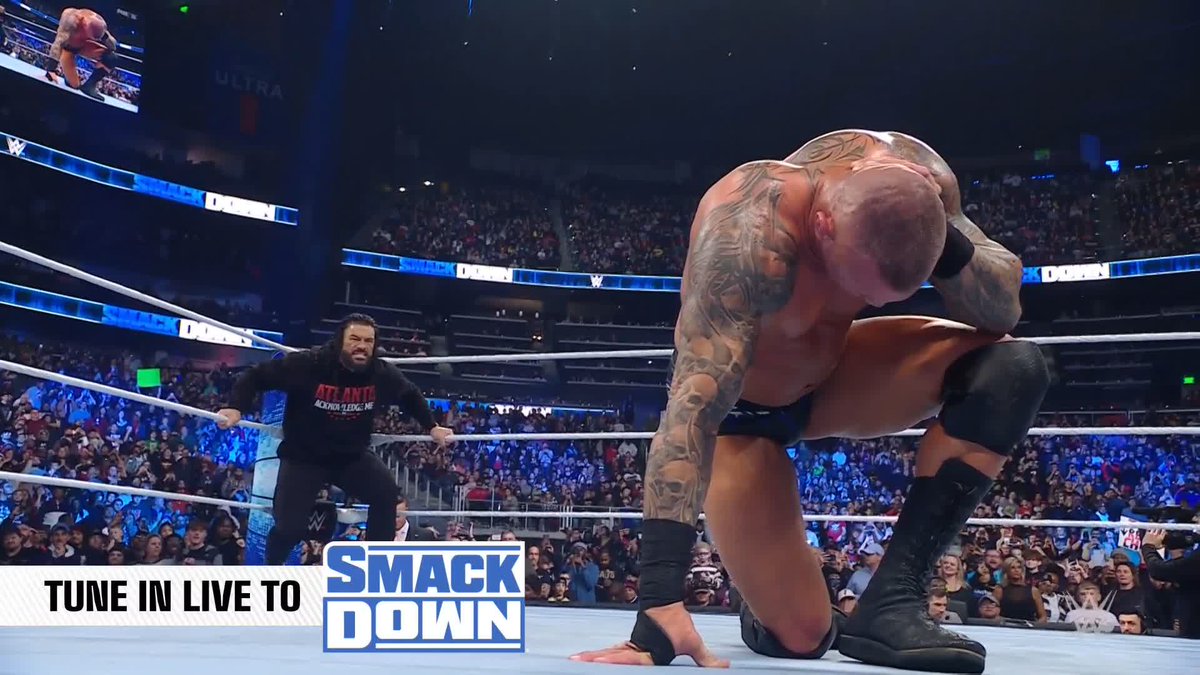 R💥 K💥 O💥 Didn't see that one coming did you, Roman Reigns? 😏 Randy Orton leaves #SmackDown tonight ON TOP! Is this a preview of what's to come at #RoyalRumble? 👀 #SmackDown