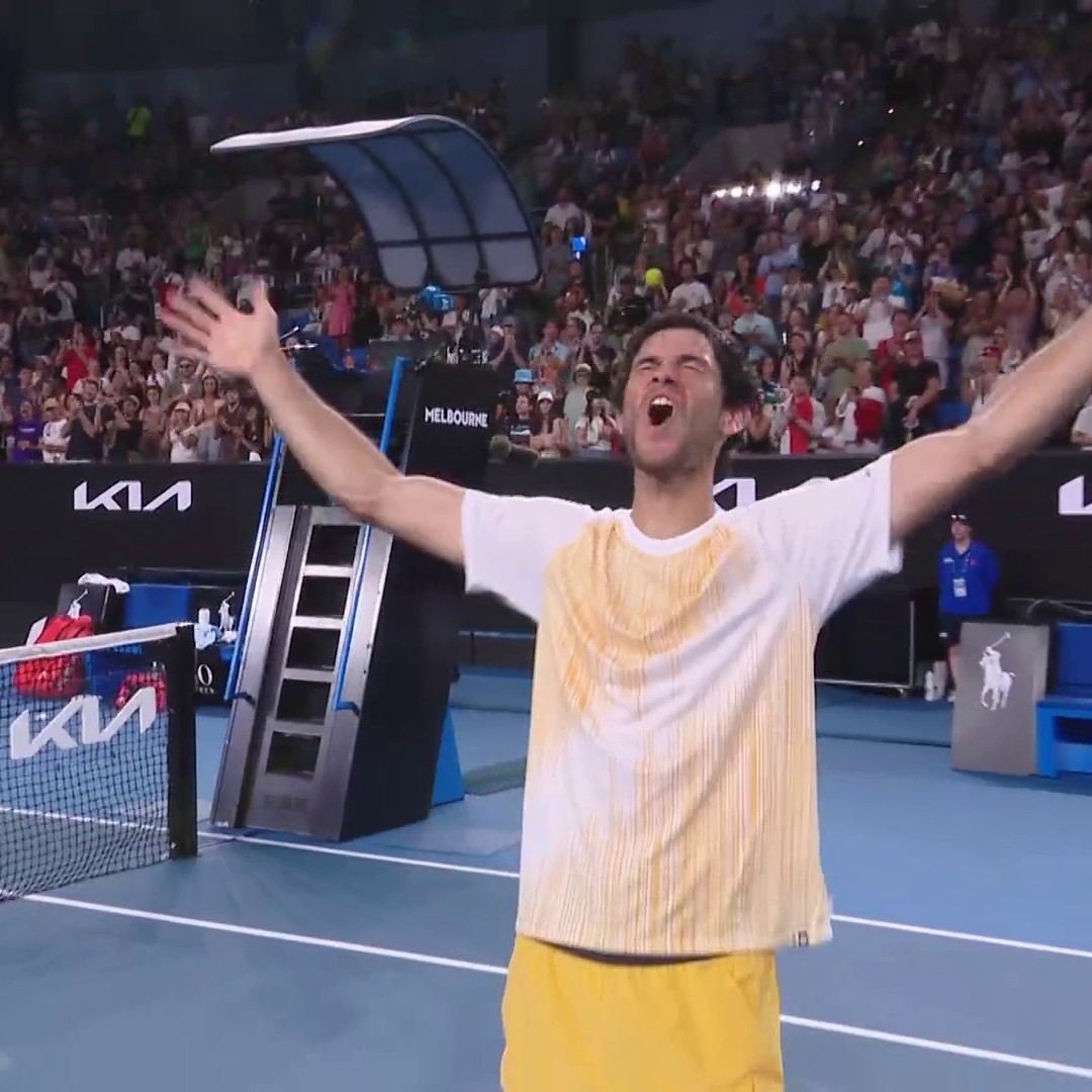 𝐓𝐇𝐄 𝐁𝐈𝐆𝐆𝐄𝐒𝐓 𝐖𝐈𝐍 OF NUNO BORGES' CAREER! 🤩 The Portuguese star upsets Grigor Dimitrov as he advances to the second week of the #AusOpen for the first time 🔥