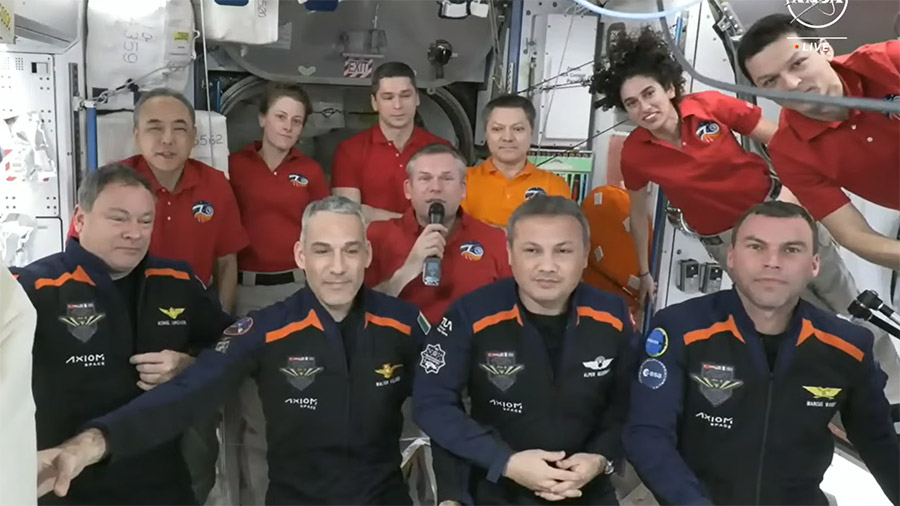 The SpaceX Dragon's hatch opened at 7:13am ET today and four #Ax3 astronauts from Axiom Space entered the space station meeting the Expedition 70 crew. More...
