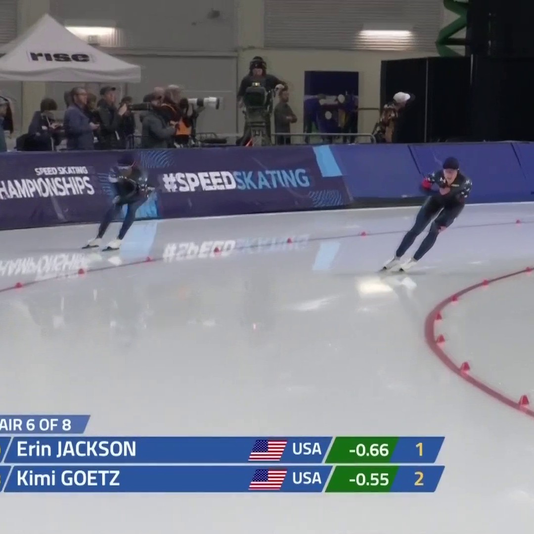 USA 1-2 finish on home ice! 🇺🇸 Erin Jackson and Kimi Goetz claim gold and silver in the women's 500m at the Four Continents Speed Skating Championships. 📺 Peacock