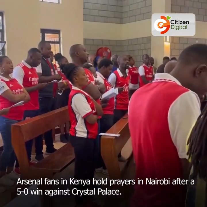 Arsenal fans in Kenya hold prayers in Nairobi after a 5-0 win against Crystal Palace. Video by Linda Amiani