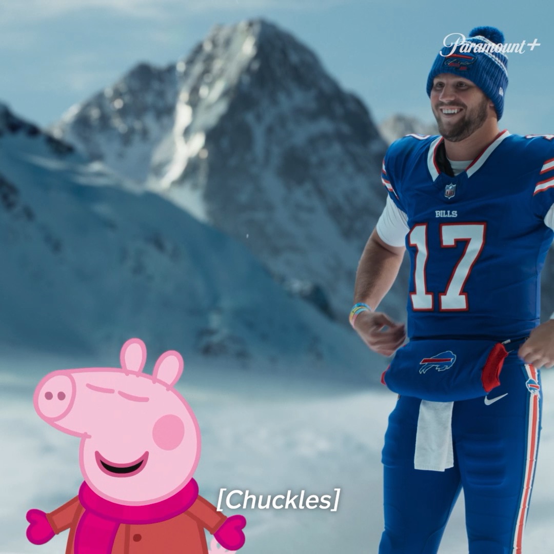 Peppa Pig + Josh Allen = the mischief we need in 2024 😌🐷🏈 #ParamountPlus #AMountainOfEntertainment #Chiefs #Bills #SBLVIII