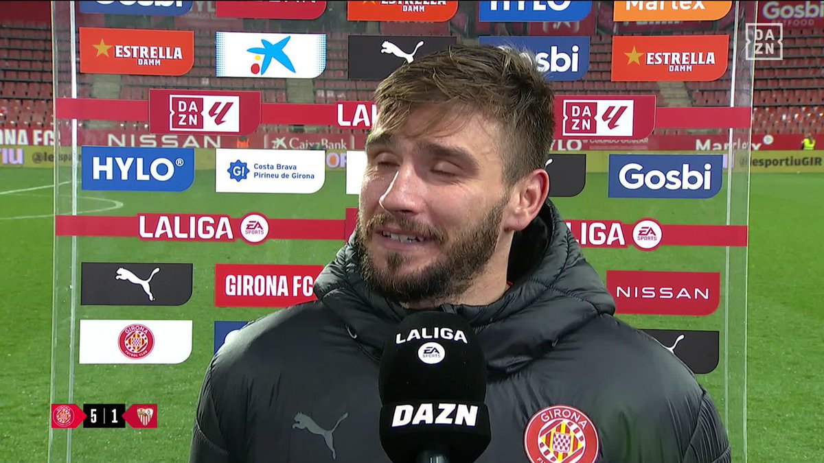 🗣️ "Yo me siento aficiondo del Girona, cuando deje el fútbol seré del Girona a muerte" Cristian Portugués y una declaración de amor al Girona FC en el micrófono de #DAZN con Rafael Escrig ❤️🤍 #ElPostDeDAZN ⚽️