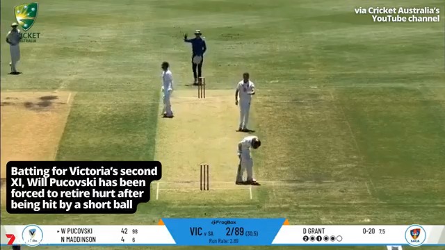 Will Pucovski has retired hurt after being struck while batting for Victoria's second XI today. How it unfolded ⬇️