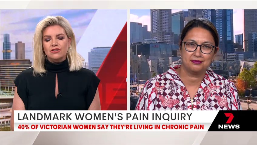 An inquiry will examine the extent of Victoria’s 'gender pain gap' amid concerns the health system is biased against female patients. A survey has found 2 in 5 women are living with chronic pain, and Dr Nisha Khot joins Rebecca Maddern to discuss the findings. #7NEWS