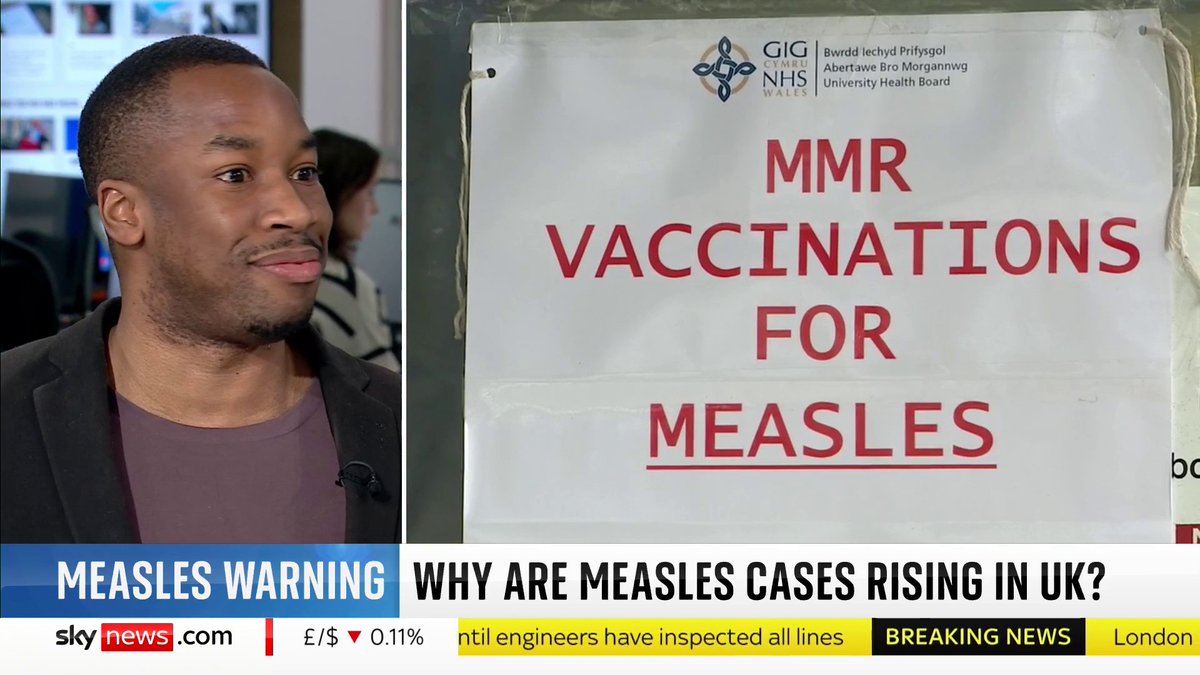 'Since the pandemic... people are getting vaccinated less' NHS doctor and author, Dr Emeka Okorocha explains why there's been a surge in outbreaks of the measles across the UK Full story ➡️ 📺 Sky 501, Virgin 602, Freeview 233 and YouTube