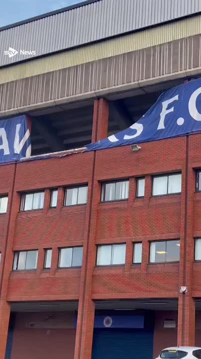 Rangers’ Ibrox stadium is among the Scottish football stadiums which have been left damaged by Storm Isha.