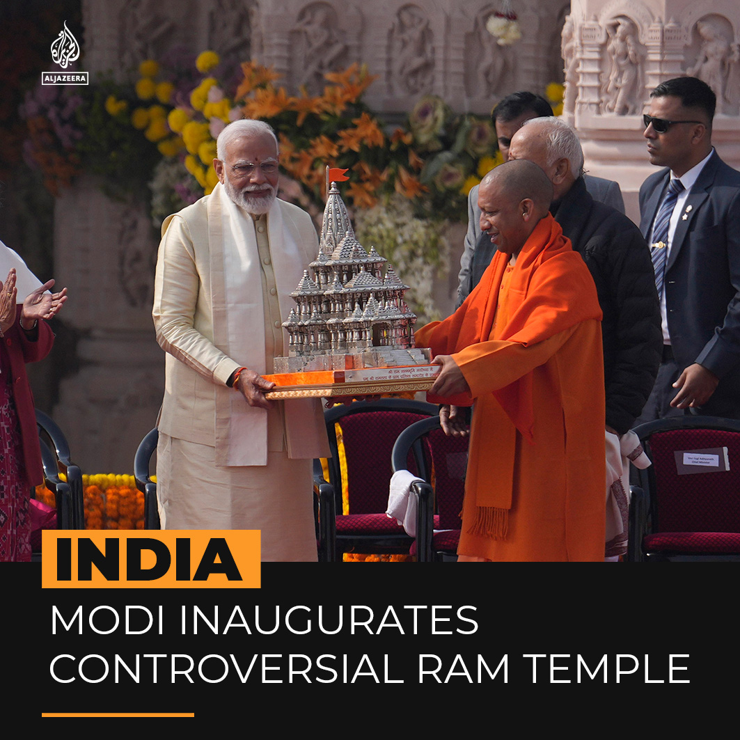 India’s PM Narendra Modi has fulfilled a campaign promise by opening a Hindu temple built on the site of a centuries-old mosque destroyed by far-right mobs in 1992 ⤵️