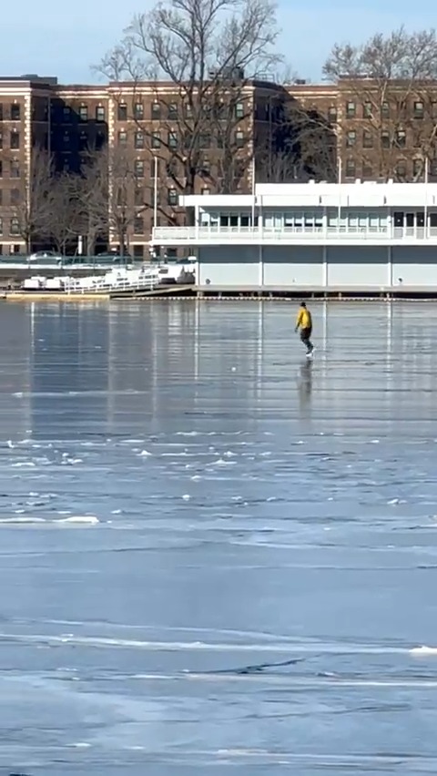 It's so cold in Boston this week that someone attempted to ice skate on the Charles River on Monday... 📹: @cwant283