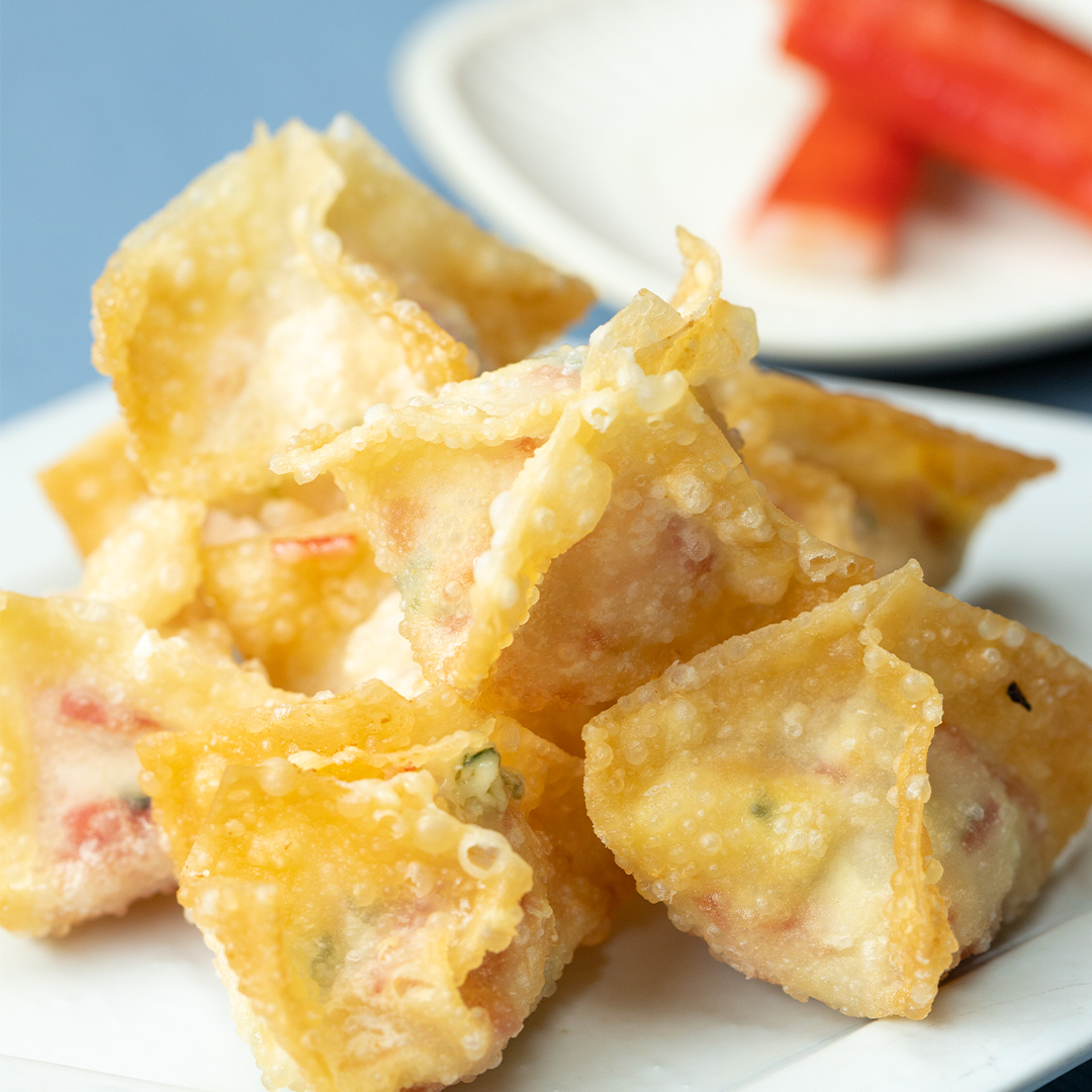 【サクっふわとろ】カニカマのおつまみクリームチーズ揚げ🦀🧀 / Fried wontons with Crab Sticks and Cream Cheese