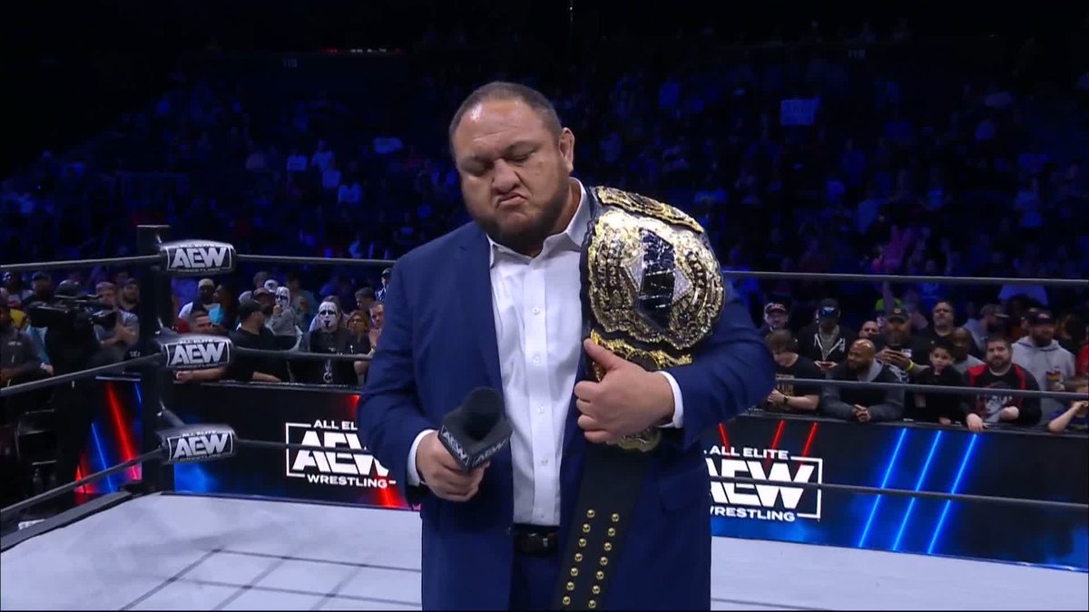 "NO MORE will opportunities be given, tonight they must be EARNED. Watch #AEWDynamite LIVE on TBS! Samoa Joe | @730HOOK