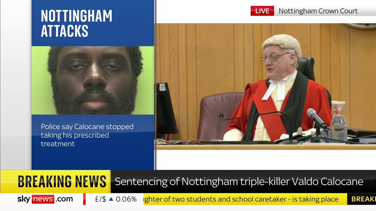 BREAKING: Nottingham killer Valdo Calocane has been sentenced to a hospital order for fatally stabbing Barnaby Webber, Grace O'Malley-Kumar and Ian Coates. 📺 Sky 501, Virgin 602, Freeview 233 and YouTube
