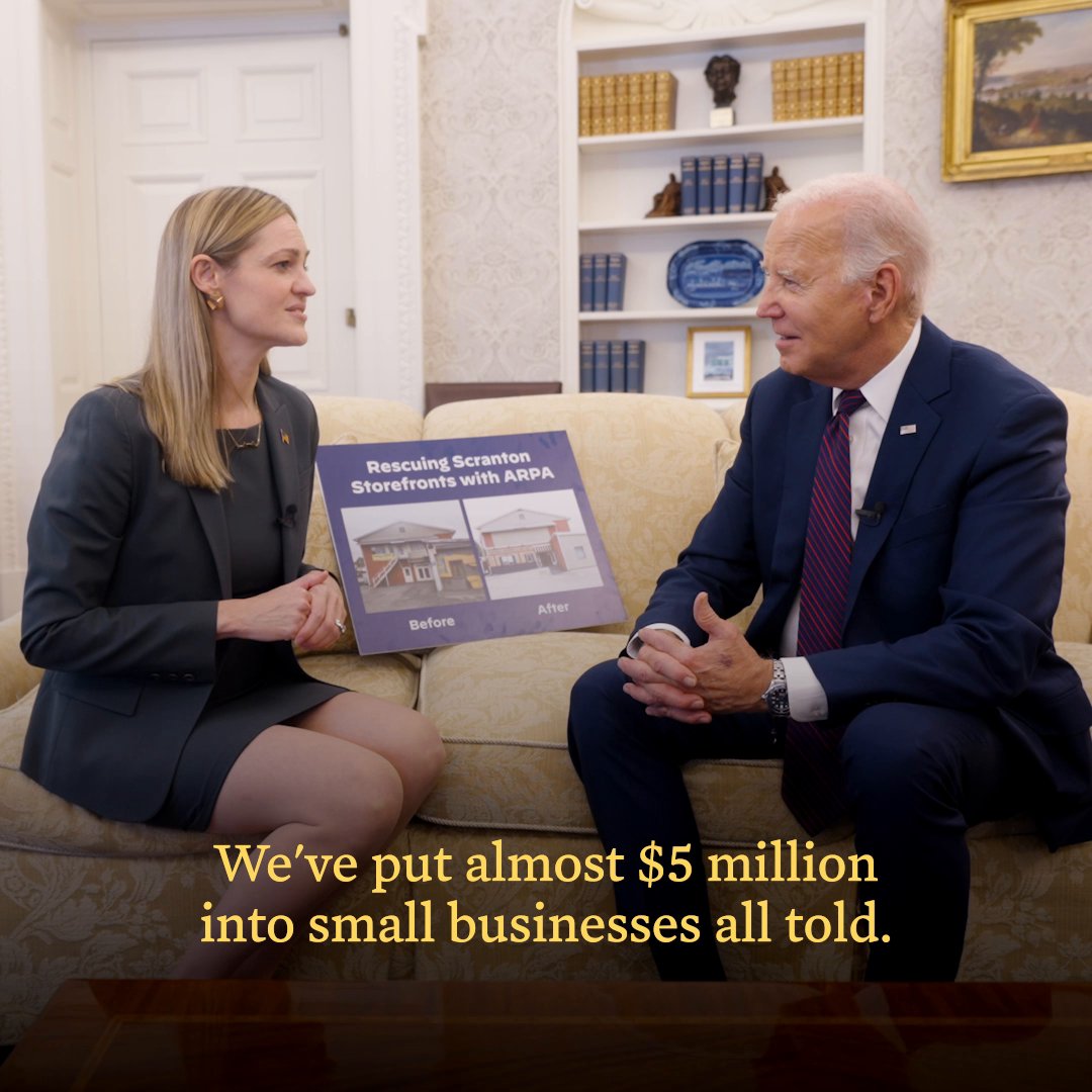 As a Scranton kid, hearing about my hometown's comeback means that much more. Mayor Cognetti says it best: “Confidence spurs more confidence." That’s what our American Rescue Plan was all about – reminding towns and small businesses across our nation what they’re capable of.