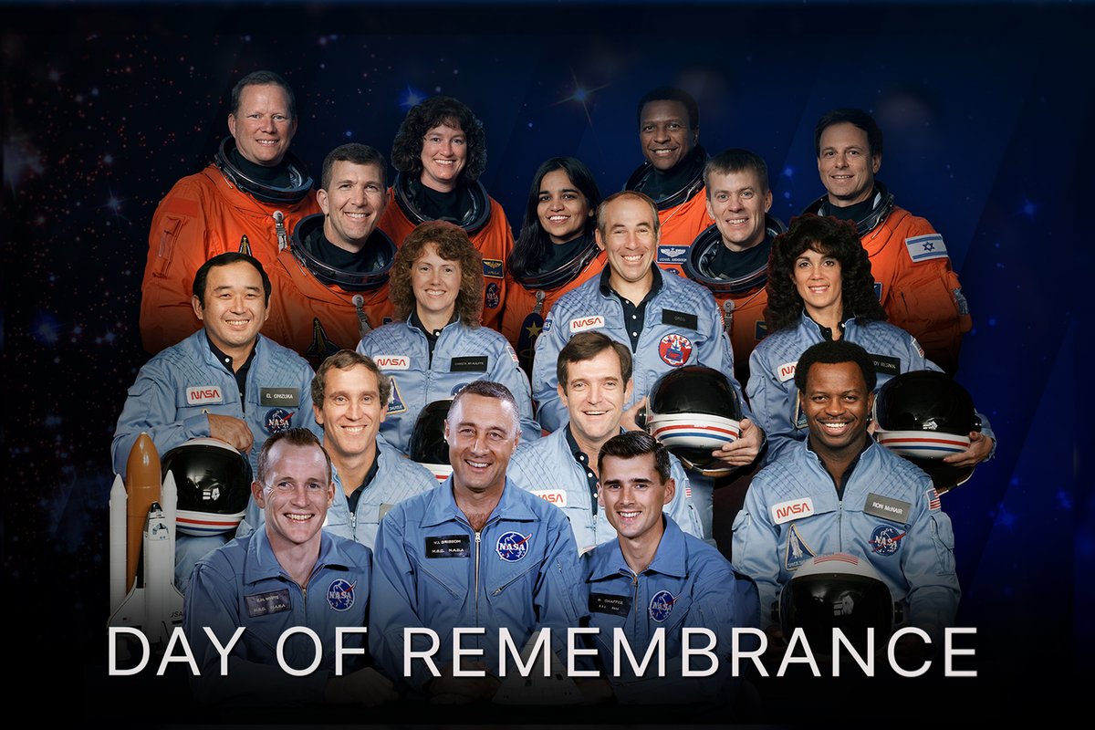 Today is our annual Day of Remembrance. #NASARemembers the crews of Apollo 1, space shuttles Challenger and Columbia, and all members of the NASA family who lost their lives while furthering the cause of exploration and discovery.
