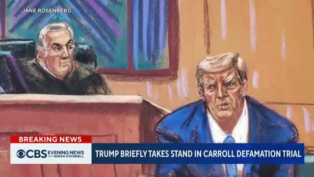 Donald Trump briefly testified in his civil defamation trial brought by writer E. Jean Carroll in New York on Thursday. Carroll is seeking $10 million in damages over disparaging comments by the former president after a jury found him liable for sexually abusing her.