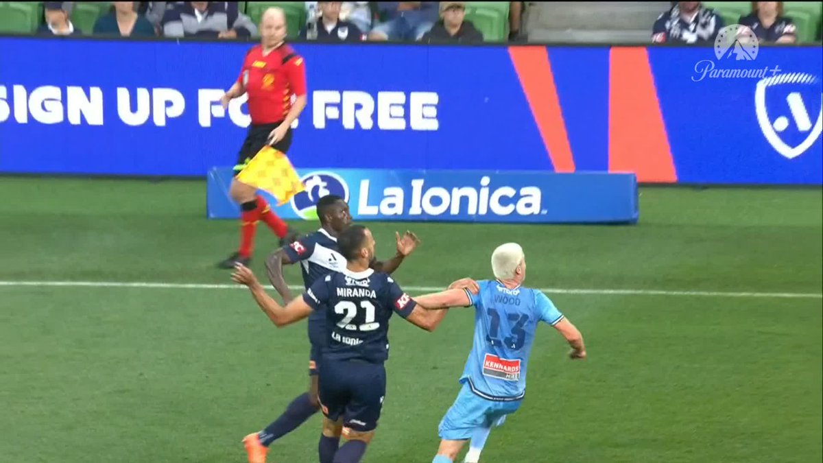 Pat Wood is sent off 😱 A massive talking point in the Big Blue, should he have seen red? 🟥 #MVCvSYD is live and exclusive on Paramount+ 📺