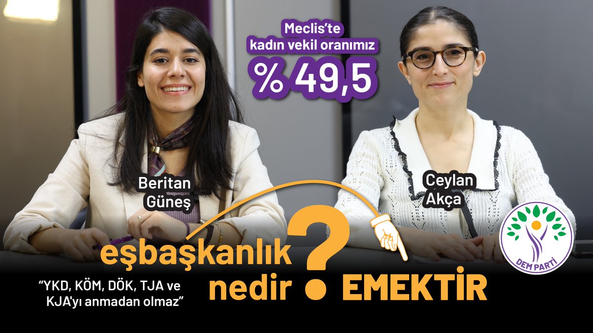 Eşbaşkanlık nedir? Kararlar sadece iki eş başkan tarafından mı alınır? Fermuar sistemi nedir? Eşbaşkanlık ve eşit temsiliyete dair merak edilenleri Milletvekillerimiz Beritan Güneş ve Ceylan Akça anlatıyor.