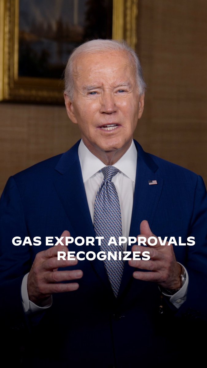 My Administration will continue to take action to meet the urgency of the climate crisis Just today, we paused pending decisions on Liquefied Natural Gas exports from the United States, allowing us to learn more about their impacts on energy costs, security, and our environment.