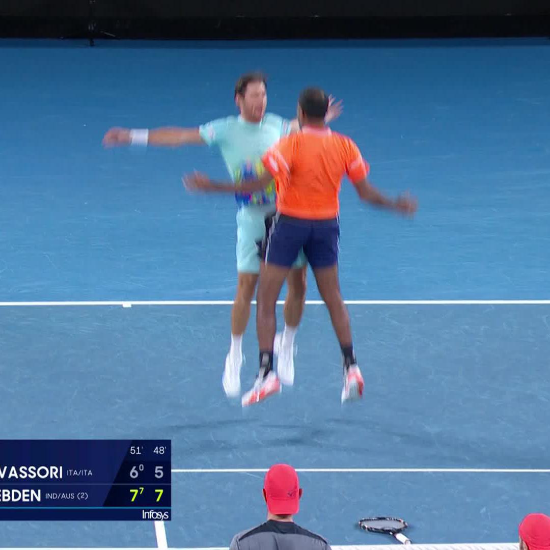 Doubles delight 🏆🏆 Rohan Bopanna 🇮🇳 and Matt Ebden 🇦🇺 defeat Italian duo Bolelli/Vavassori 🇮🇹 7-6(0) 7-5. Wide World of Sports • ESPN • @eurosport • WOWOWテニス
