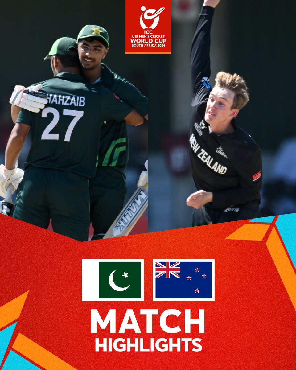 A clinical performance by Pakistan to beat New Zealand by 10 wickets and top Group D 👏 Match Highlights 🎥 #U19WorldCup