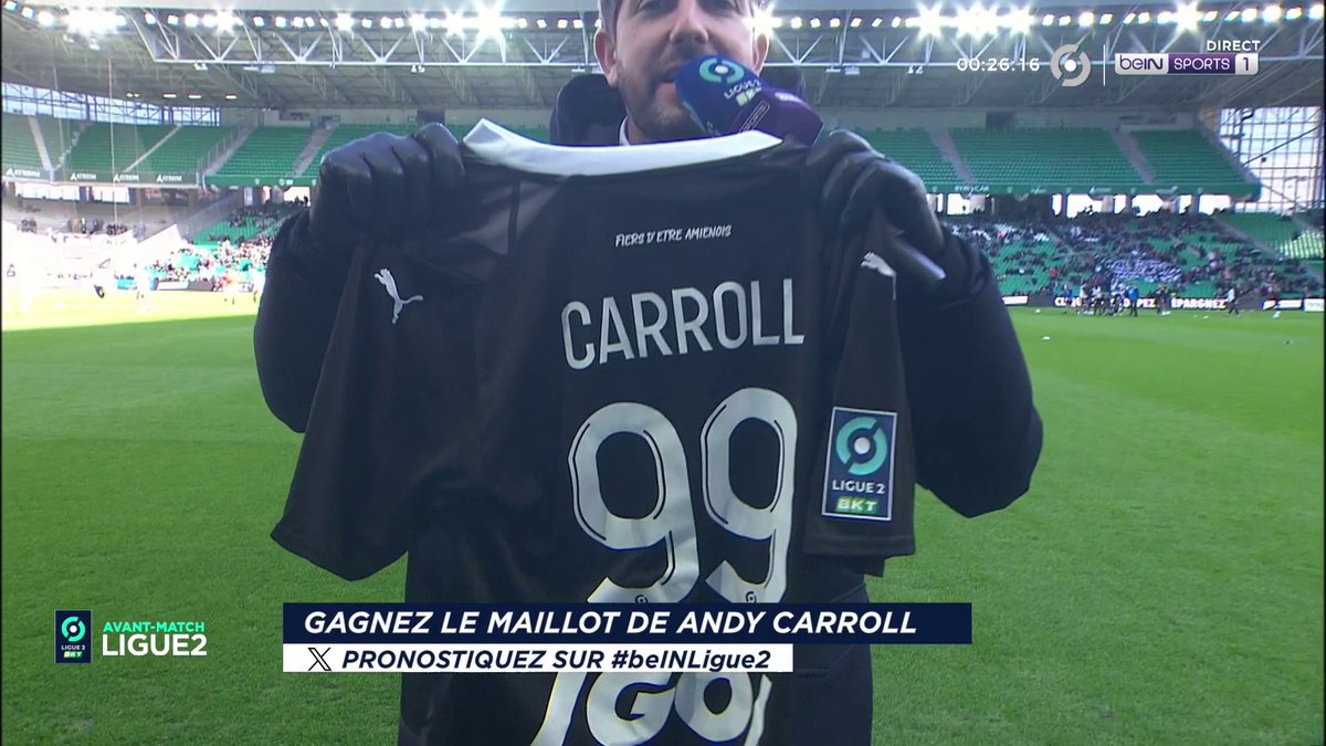 [🎁CONCOURS] ⚽️#beINLIGUE2 🔮 Donnez votre pronostic pour #ASSEASC via #beINLIGUE2 👕 Le maillot dédicacé de Andy Carroll est à gagner ! 👉 Follow beIN SPORTS pour jouer