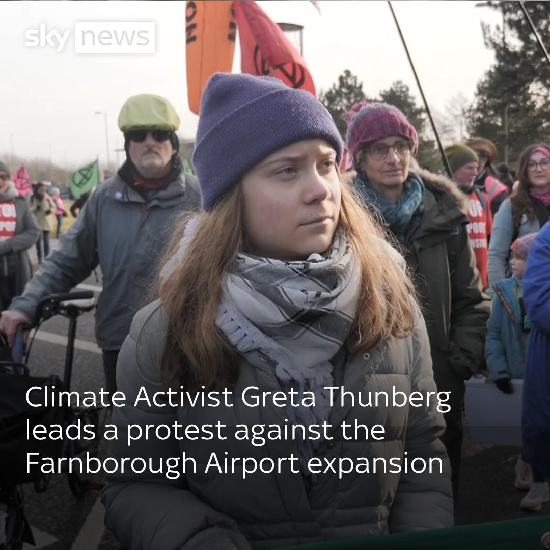 Greta Thunberg is leading a protest against the Farnborough Airport expansion 🛩️✈️ The airport has submitted plans to move from a cap of 50,000 to 70,000 flights per year