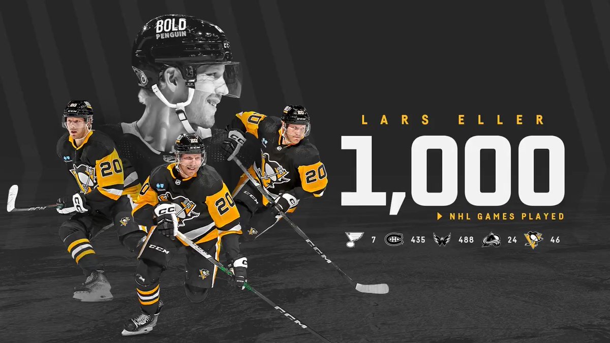 Lars Eller: the first Danish-born player in NHL history to play 1,000 games. Proud to call you a Penguin, Lars! 👏