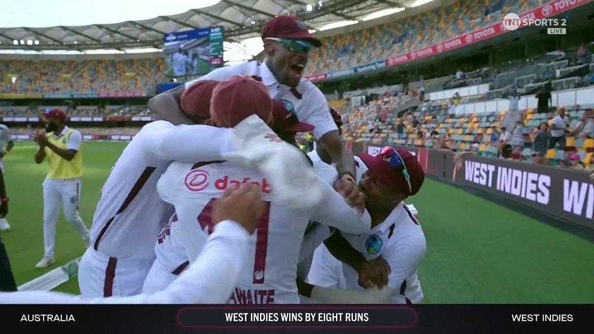 West Indies have 𝗯𝗲𝗮𝘁𝗲𝗻 Australia in their own backyard for the first time since 1997! Test cricket at its finest 🤩 #AUSvWI