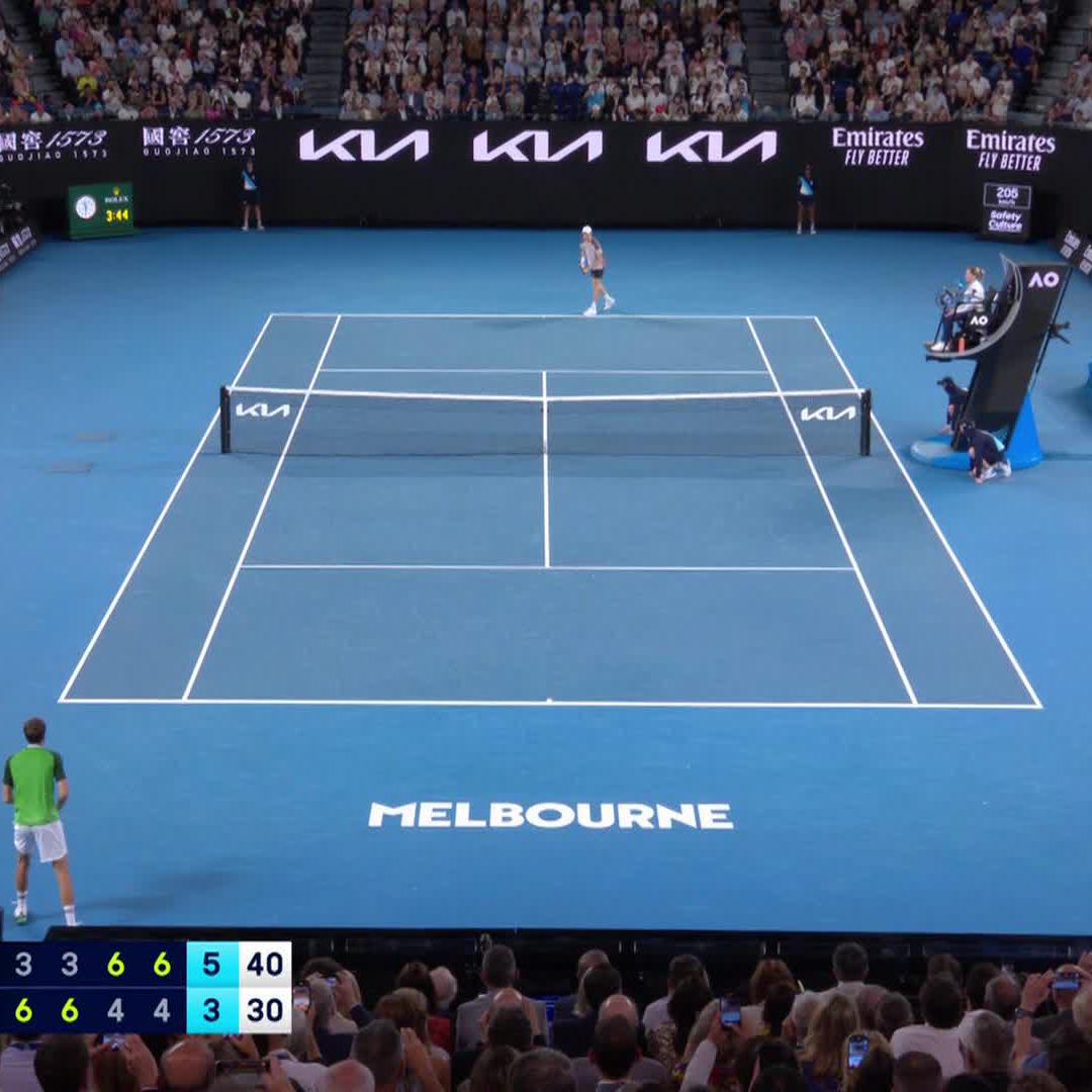 Sublime from Sinner 🥕 The Italian 🇮🇹 clinches his maiden Grand Slam title 🏆 He triumphs in five hardfought sets 3-6 3-6 6-4 6-4 6-3 to win #AO2024. Jannik Sinner • Wide World of Sports • ESPN • @eurosport • WOWOWテニス