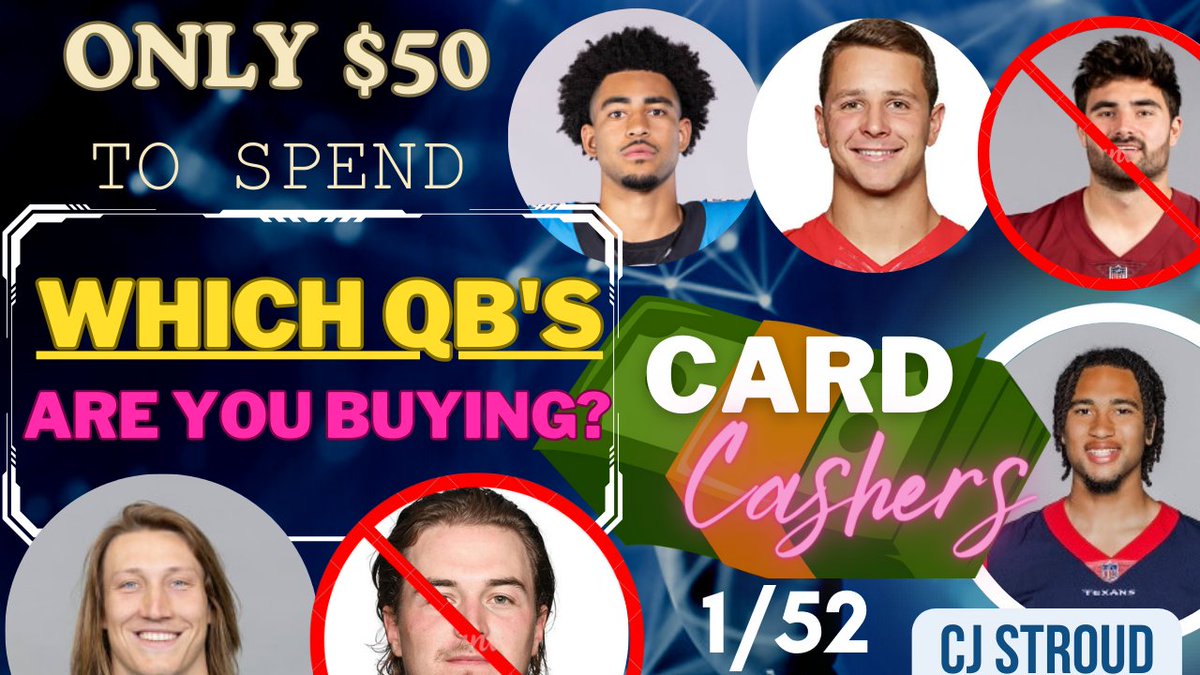 📢 Check out a clip from the pilot episode of Card Cashers. In episode 1/52 RD's CarDs and I are chasing quarterback cards with a budget of $50. For the whole video and to decide who got the better haul- 👀 💵What QB cards are you selling? #thehobby #nfl