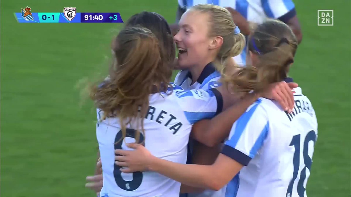 ¡Ese pase de Andreia Jacinto es una delicia! 🤩 Un regalo para empatar en el 91' 💥 ¡Para el gol de Jensen para la Real Sociedad Femenino! #LigaFenDAZN ⚽