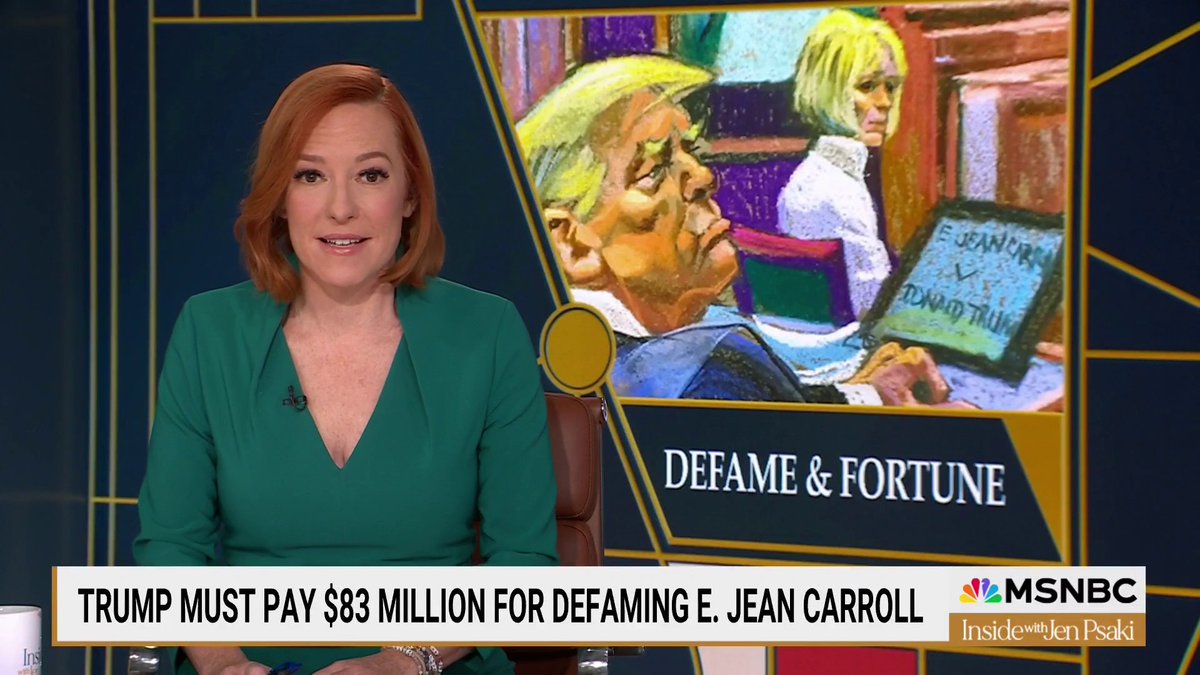 .Jen Psaki: "This judgement was decided by a jury, made up of nine ordinary citizens. Not George Soros. Not Joe Biden. Not Jack Smith. Nine ordinary people decided $83 million was the right dollar amount to award E. Jean Carroll."