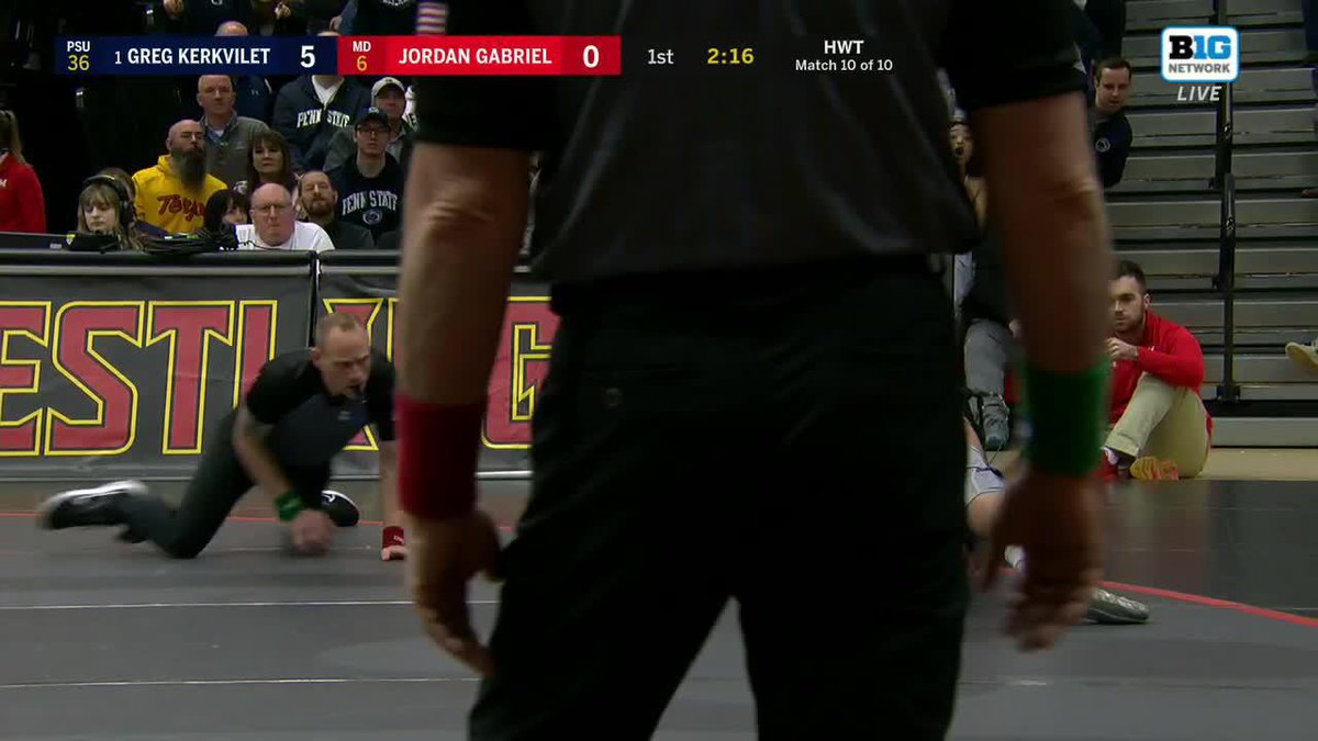 Last match of the day is a pin by Greg Kerkvliet to lock in the Nittany Lion win over Maryland 🤝 #PSUwr