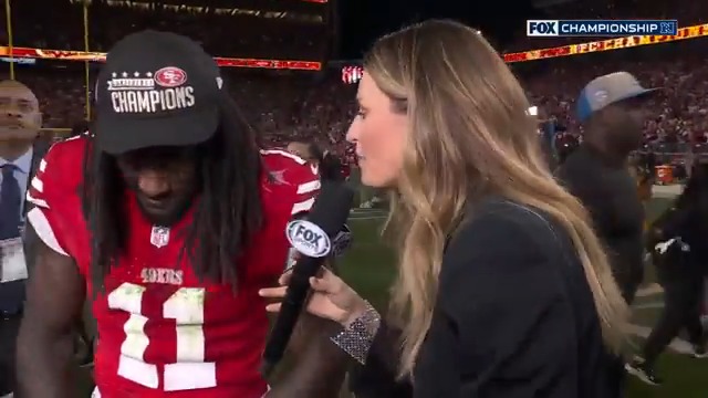 “Before the game, a ladybug landed on my shoe and ya’ll know what that means… Just great luck, God was with us today, great win, Bang Bang Niner gang.” — Brandon Aiyuk