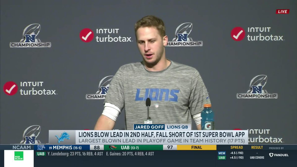 "That game wasn't too big... you tip your cap to San Francisco. They played well in the second half." - Jared Goff