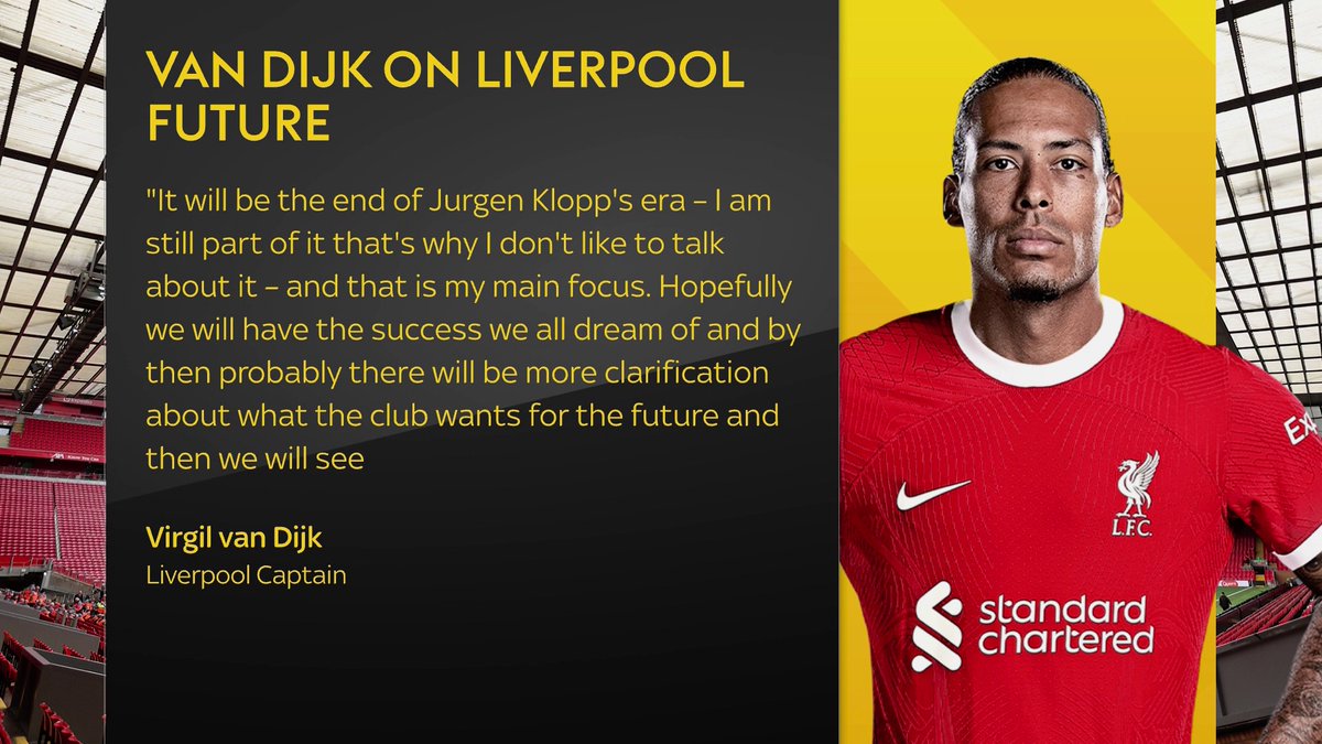 Virgil van Dijk says he does not know if he will stay at Liverpool after Jurgen Klopp leaves the club this summer 😯