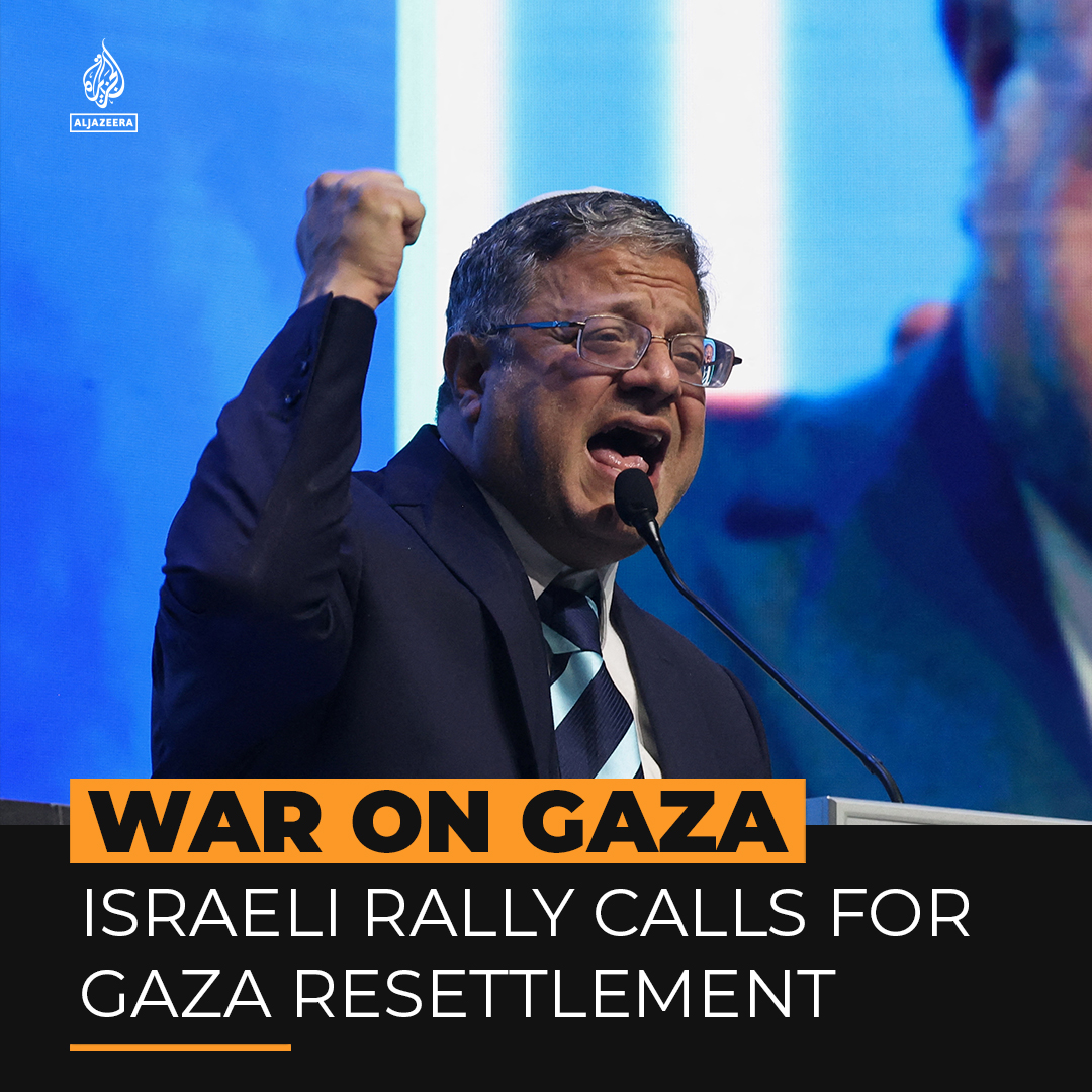 Israeli ministers joined a right-wing rally to call for the resettlement of the besieged Gaza Strip - a policy that would be against international law ⤵️