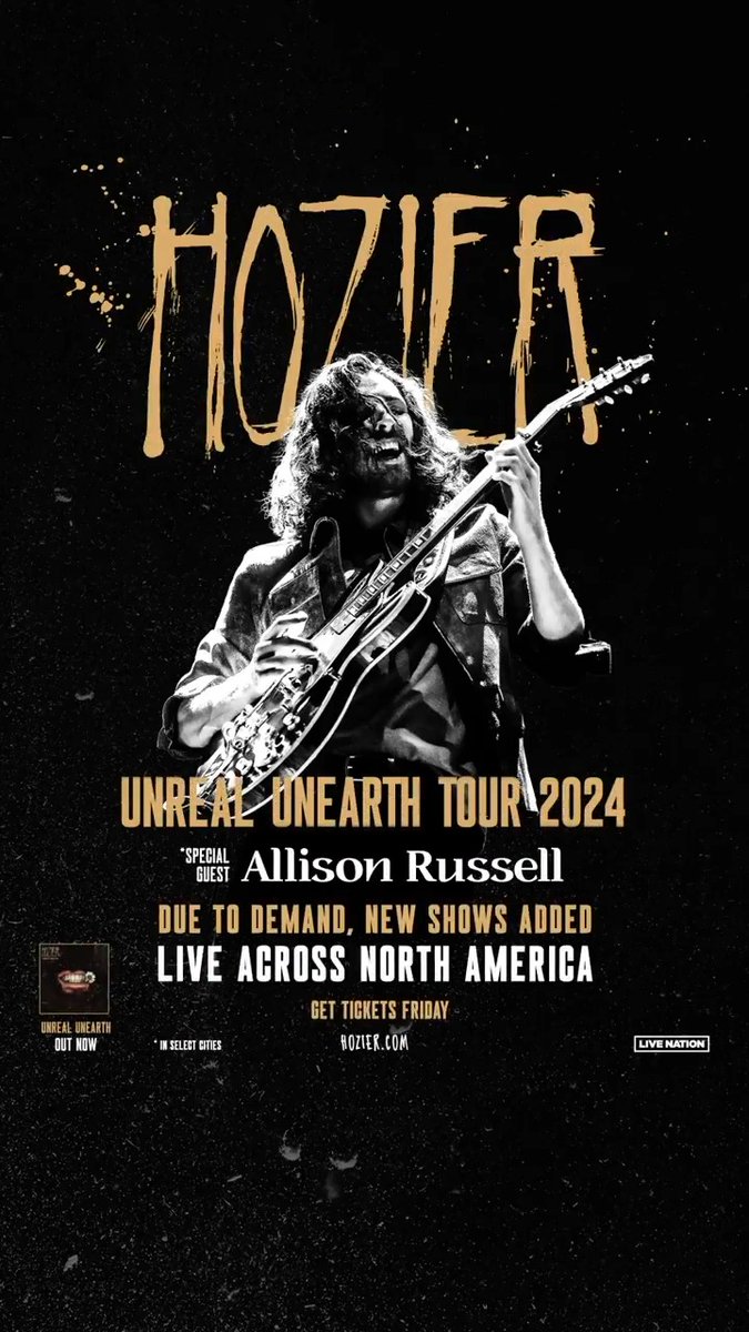 I’m very happy to announce the news that 14 new shows have been added to the #UnrealUnearth tour! I can’t wait to see you there. Tickets for the newly added dates will go on sale on Friday, February 2nd at 12pm local time 🖤