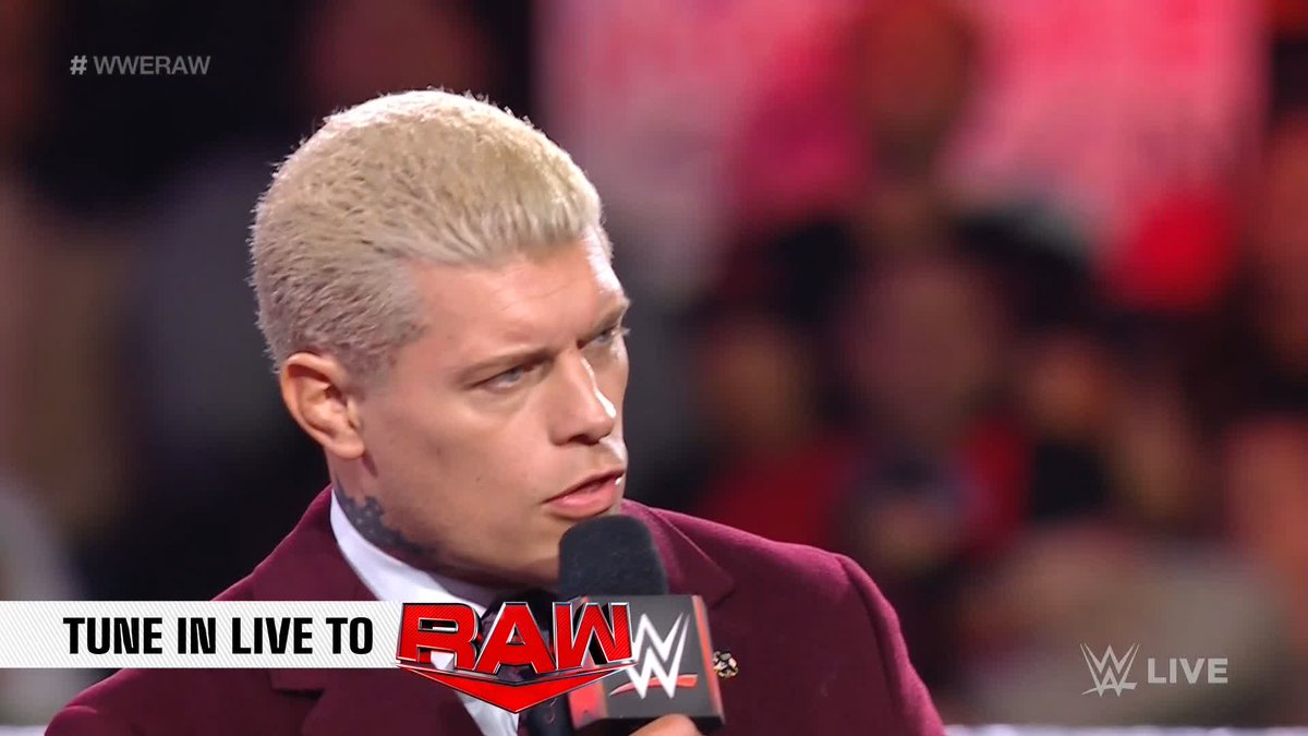 So nice, Cody Rhodes asked Samantha Johnson-Mann to announce it twice! 🎤 #WWERaw