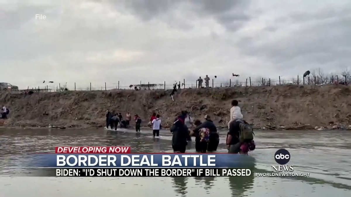 A bipartisan group of Senate Democrats and Republicans said that they are close to a border deal. While Pres. Biden promises to sign the bill and "shut down the border" if it's passed, former Pres. Trump pushed Republicans to kill it. Mary Bruce has more.