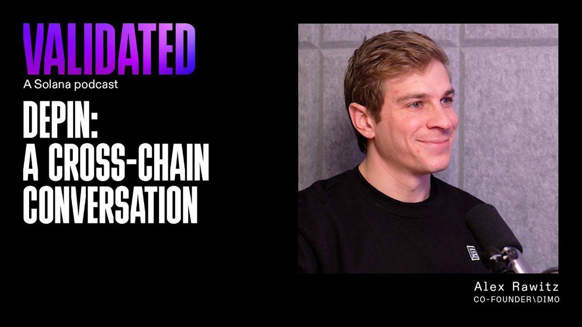 A cross-chain DePIN conversation 🌐 This week on Validated, Alex Rawitz, co-founder of DIMO, joins Austin Federa | 🇺🇸 to discuss DIMO, their inspiration from Helium🎈, and the exciting future of DePIN. 📹Watch: