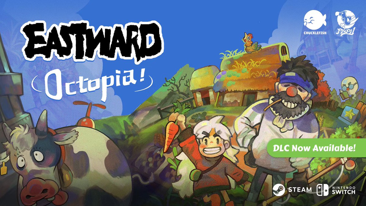 Dive into a cosy new adventure! Eastward: Octopia is ✨OUT NOW✨ at 15% OFF! 🌱Work the land 🍜Cook tasty recipes 🐮Raise (& pet!) farm animals ⛏️Build & upgrade the town 💛Discover heartwarming moments •Nintendo Switch: •Steam: