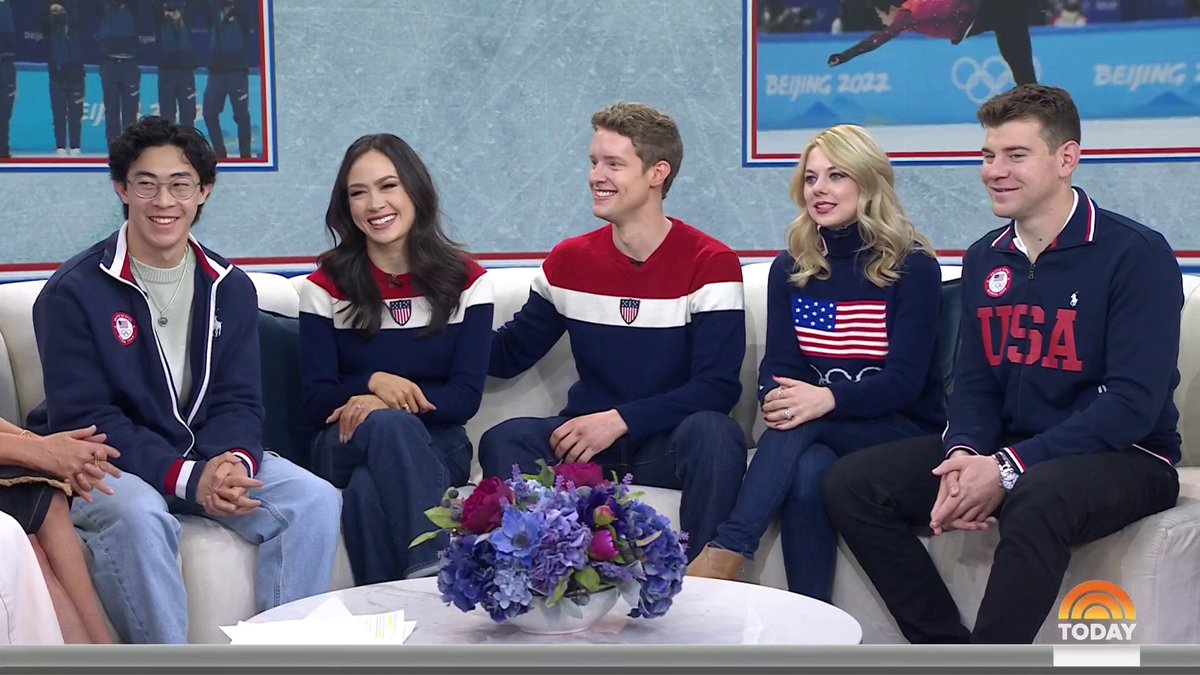 Members of Team USA’s figure skating team U.S. Figure Skating Nathan Chen, Madison Chock, Evan Bates, Alexa Knierim and Brandon Frazier join TODAY to celebrate their first gold medal win — nearly two years after 2022 Beijing Olympics. NBC Olympics & Paralympics NBC Sports 🥇