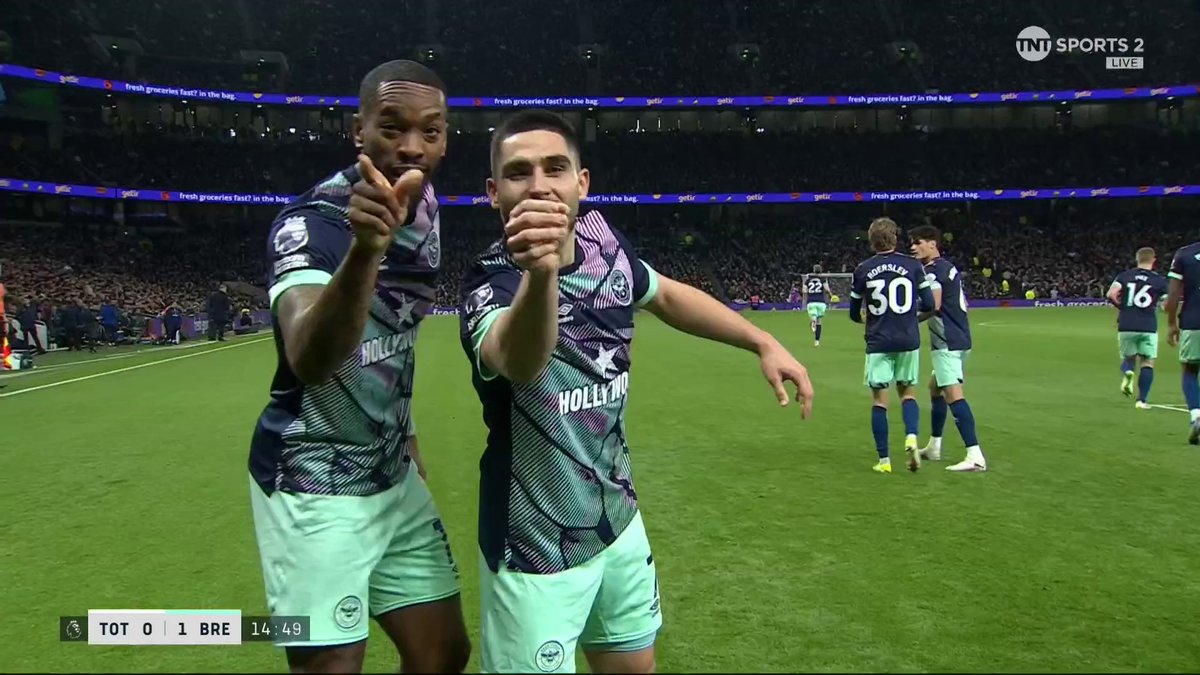 Firing us ahead 🙌🔥 Neal Maupay opens the scoring at the Tottenham Hotspur Stadium 👇