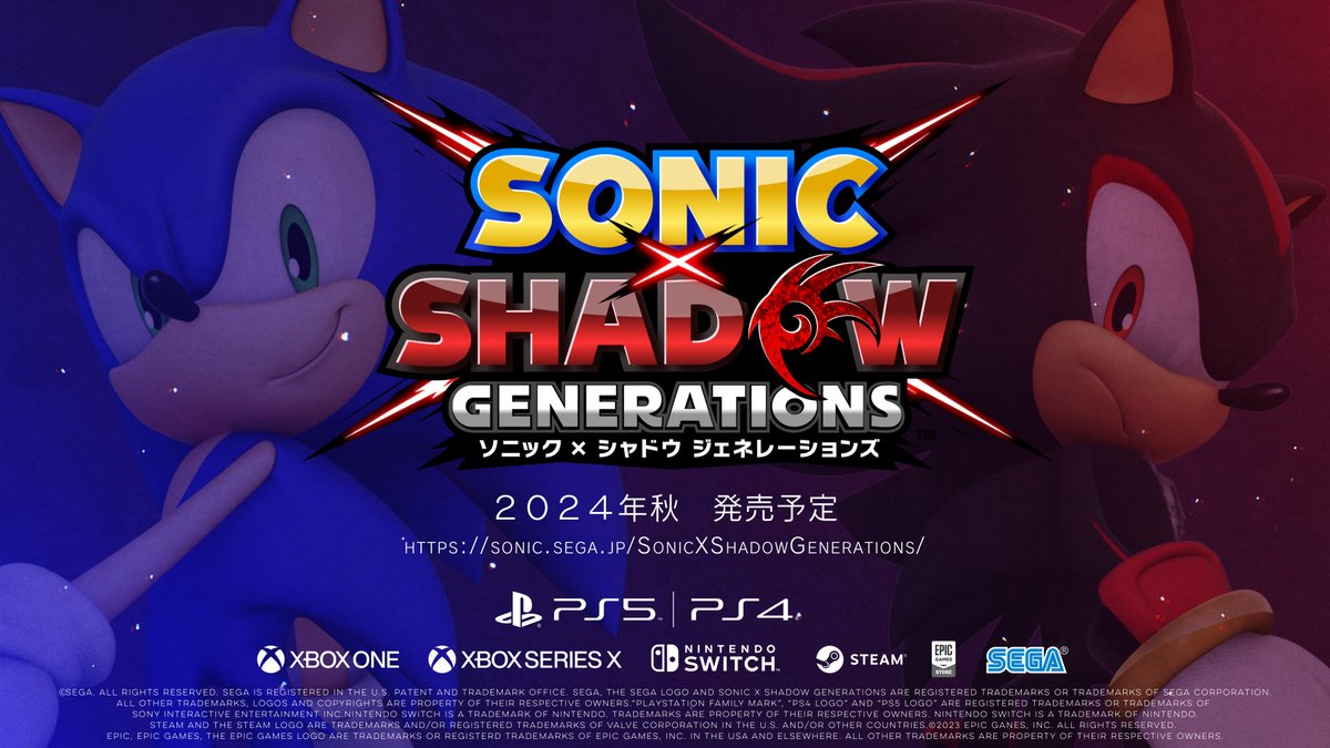 ───【速報】──── シリーズ最新作 2024年秋 発売決定! ────────🔵💨 『ソニック × シャドウ ジェネレーションズ』 本日情報解禁! ⬛️完全新作『シャドウ ジェネレーションズ』 🟦新要素も追加された『ソニック ジェネレーションズ』 2つがセットになった究極のコレクションです👍🏻 ̖́-︎ ▼公式サイト #ソニックシャドウG