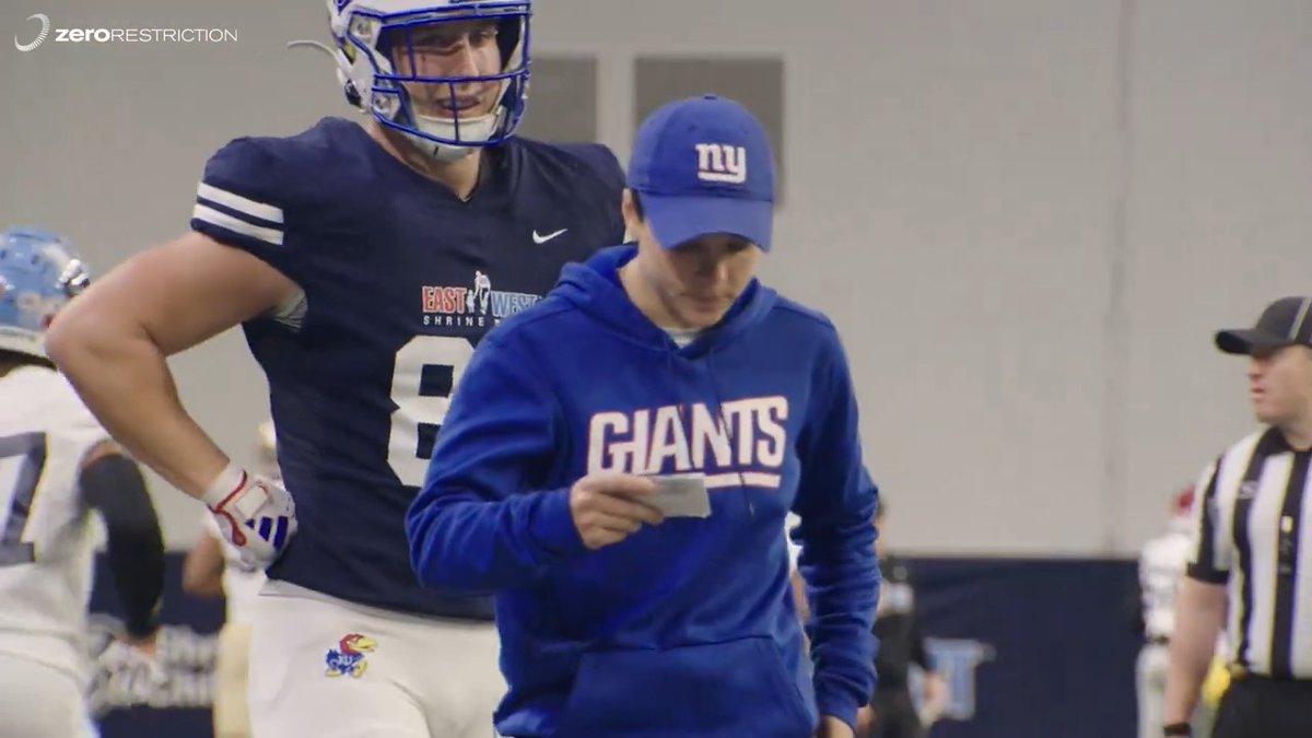 Offensive assistant Angela Baker discusses coaching the West Team’s tight ends at the Shrine Bowl